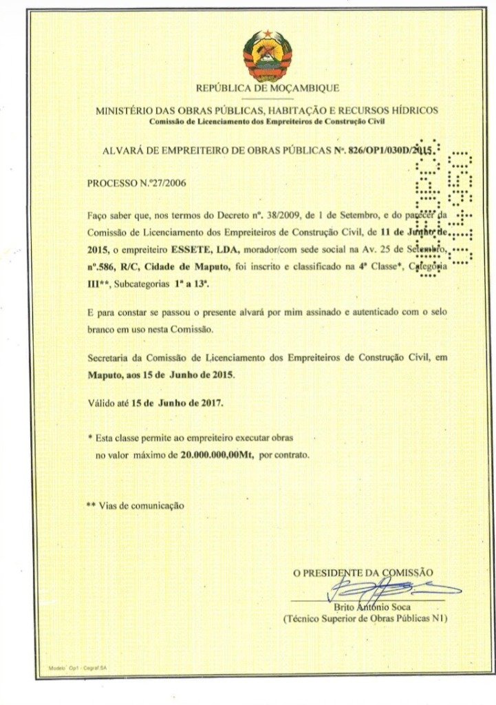 Alvará de Obras Públicas